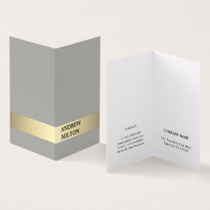 Simple Elegant Grey Faux Gold Stripe Consultant Business Card