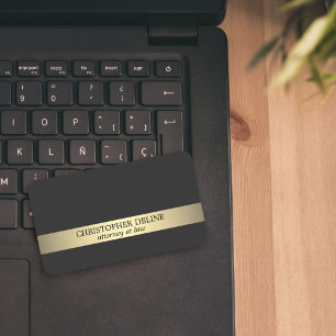 Simple Elegant Grey Faux Gold Striped Attorney Business Card