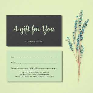 Simple Elegant Grey Green Salon Spa Gift card