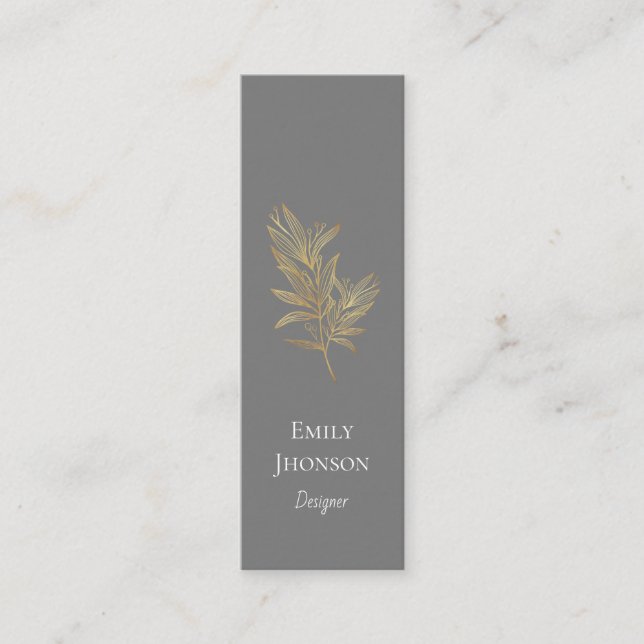 Simple Elegant Grey Mini Business Card (Front)