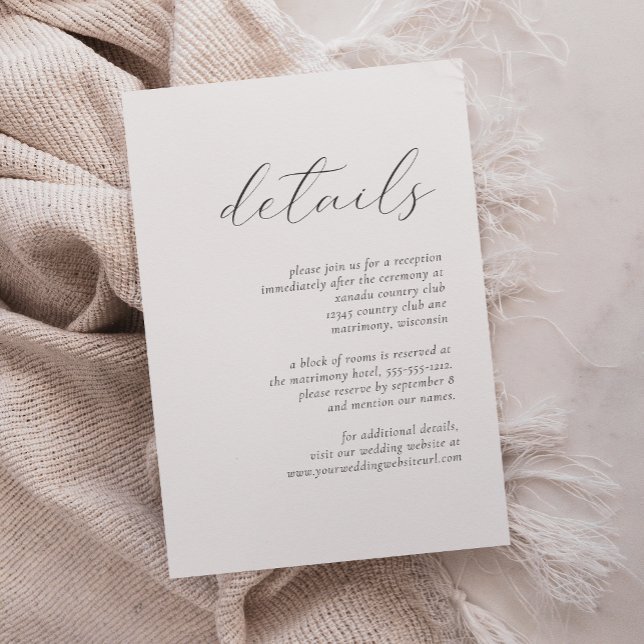 Simple Elegant Grey Script Wedding Details Enclosure Card (Creator Uploaded)