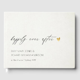 SIMPLE ELEGANT GREY TYPOGRAPHY HAPPILY EVER AFTER GUEST BOOK