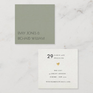 SIMPLE ELEGANT  GREY TYPOGRAPHY WEDDING SQUARE BUSINESS CARD