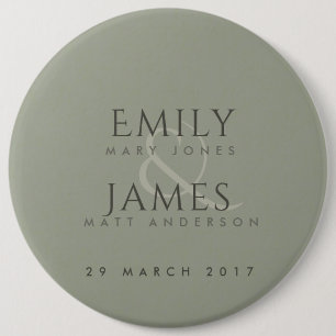 SIMPLE ELEGANT GREY TYPOGRAPHY WEDDING TEXT ONLY 6 CM ROUND BADGE