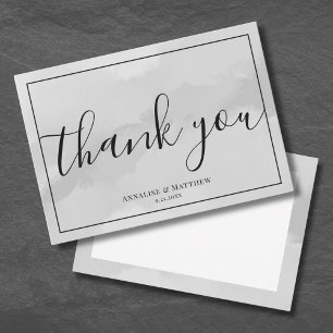 Simple Elegant Grey Wedding Thank You Card