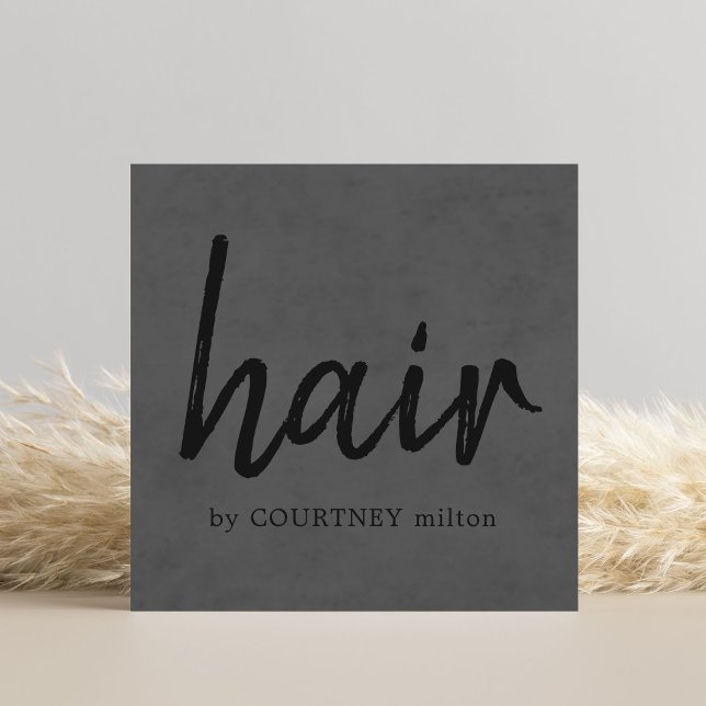 Simple Elegant Grey White Hair Stylist Square  Square Business Card (Creator Uploaded)