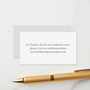 Simple elegant grey white wedding website details enclosure card