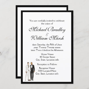 Simple Elegant Groom and Groom Gay Wedding Invitation