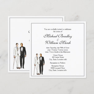Simple Elegant Groom and Groom Gay White Wedding Invitation