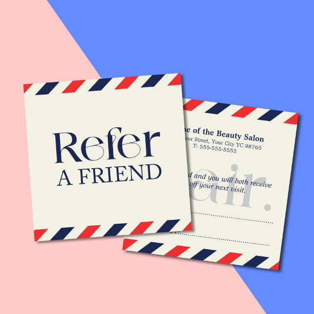 Simple Elegant Hair Red Blue Referral Card (Creator Uploaded)