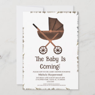 Simple Elegant Halloween Stroller Baby Shower Invitation
