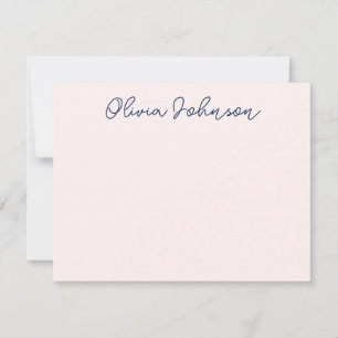 Simple Elegant Handwriting Navy Pink Note Card