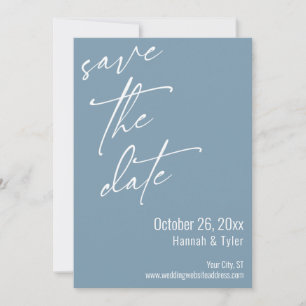 Simple Elegant Handwriting Script Dusty Blue Save The Date