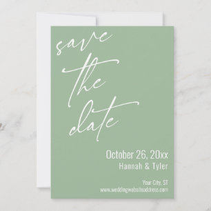 Simple Elegant Handwriting Script Sage Green Save The Date