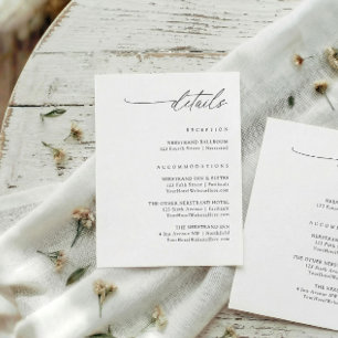 Simple Elegant Handwriting Wedding Details Enclosure Card