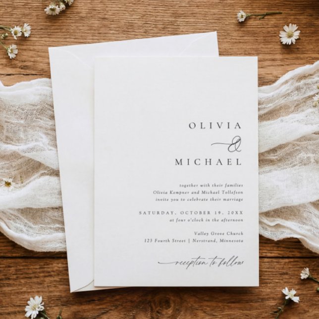 Simple Elegant Handwriting Wedding Invitation (Elegant simple wedding invitations in black and white.)