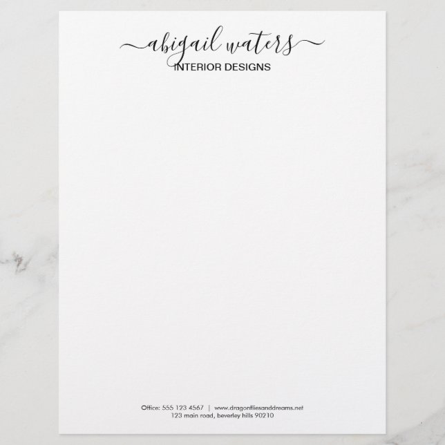 Simple Elegant Handwritten Script Business Custom Letterhead (Front)