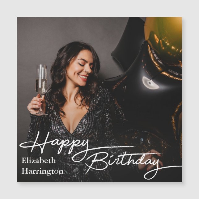 Simple Elegant Happy Birthday Photo (Front)