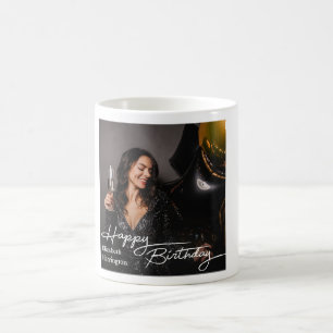 Simple Elegant Happy Birthday Photo Coffee Mug