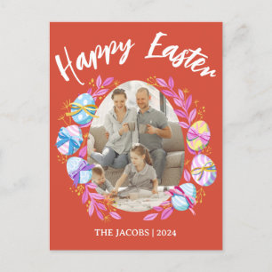Simple Elegant Happy Easter family one photo Holiday Postcard