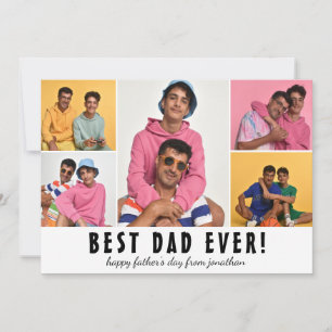 simple Elegant Happy Father's day Five photo Holiday Card