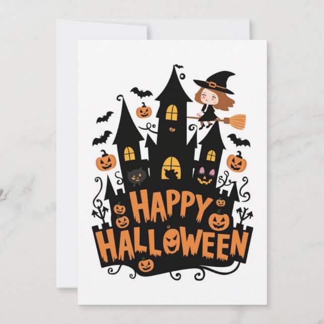 Simple Elegant Happy Halloween  Holiday Card (Front)