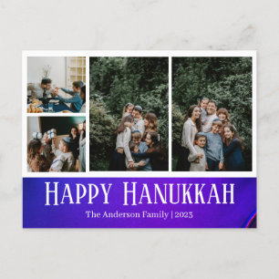 Simple Elegant Happy Hanukkah family photo Holiday Postcard