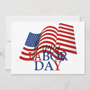 Simple Elegant Happy Labour Day Red White Blue Holiday Card