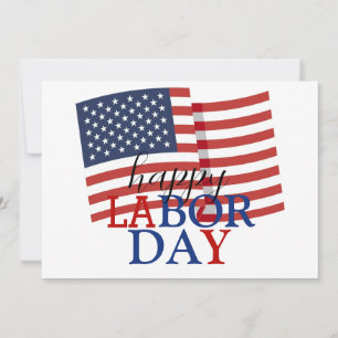Simple Elegant Happy Labour Day Red White Blue Holiday Card