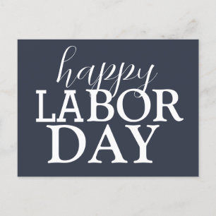 Simple Elegant Happy Labour Day Red White Blue Postcard