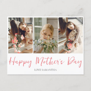 Simple Elegant Happy mothers Day three photo Holiday Postcard