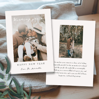 Simple Elegant Happy New Year Modern Photo Holiday Card