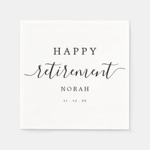 Simple Elegant Happy Retirement Calligraphy Script Napkin