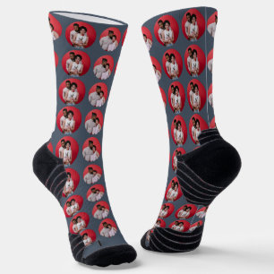 Simple Elegant Happy Valentine's Day Couple Photo Socks