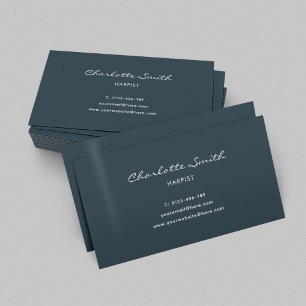 Simple Elegant Harpist Navy Blue Minimal Business Card