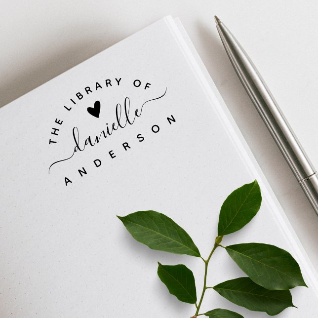 Simple Elegant Heart Classic Library Book Rubber Stamp (Creator Uploaded)