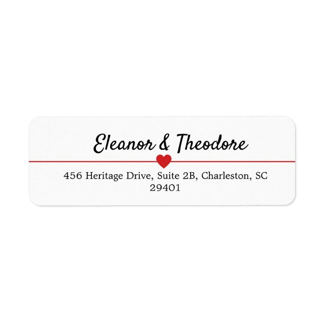 Simple Elegant Heart Line Wedding Labels (Front)