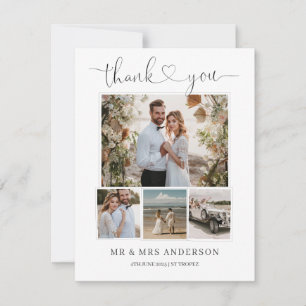 Simple Elegant Heart Wedding Photo Thank You Card