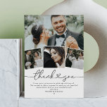 Simple Elegant Heart Wedding Photo Thank You Card<br><div class="desc">Minimalist wedding thank you cards to send our to your wedding guests to show your appreciation of them helping you celebrate your wonderful day. Featuring 4 wedding photos,  the title "thank you" in a elegant heart scripted font,  and a personalised thank you note.</div>