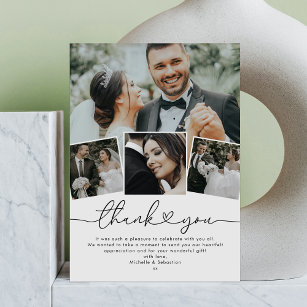 Simple Elegant Heart Wedding Photo Thank You Card