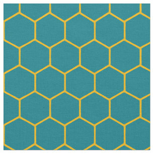 Simple Elegant Honeycomb Pattern Abstract Teal Fabric