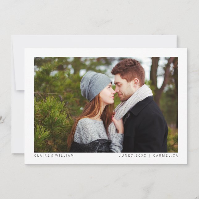 Simple Elegant Horizontal Photo Save the Date Card (Front)