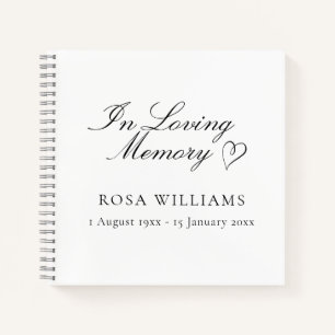 Simple Elegant In Loving Memory Funeral Guest Book