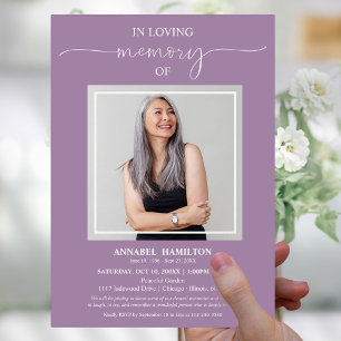 Simple Elegant In Loving Memory Funeral Photo Invitation