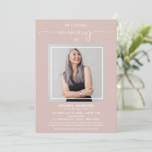 Simple Elegant In Loving Memory Funeral Photo Invitation
