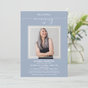 Simple Elegant In Loving Memory Funeral Photo Invitation