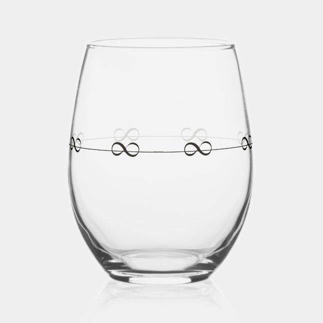 Simple Elegant Infinity Symbol in Fun Ring Orbit Stemless Wine Glass (Front)