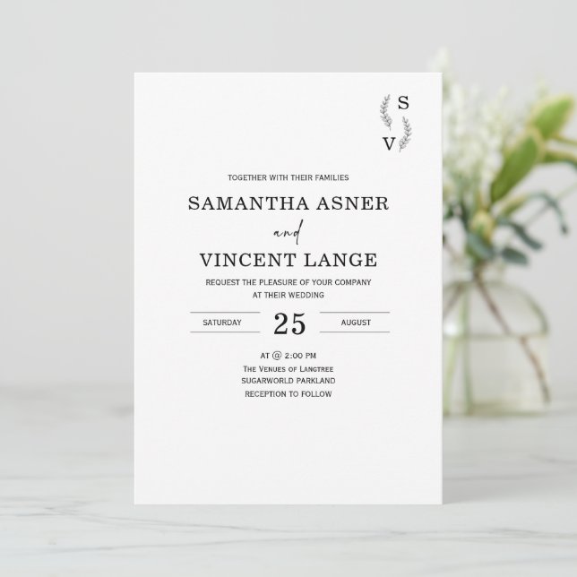 Simple Elegant Invitations For Weddings (Standing Front)