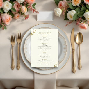 Simple elegant ivory and gold wedding  menu