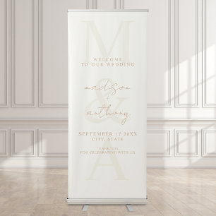 Simple Elegant Ivory and Tan Wedding Welcome Retractable Banner